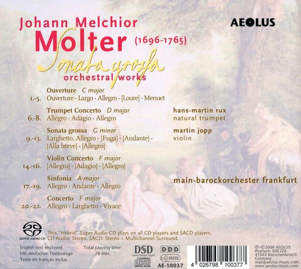 Johann Melchior Molter (16961765) Orchesterwerke (SACD) jpc